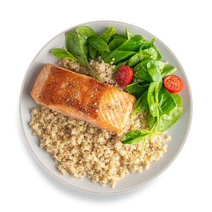 Филе лосося с киноа и шпинатом