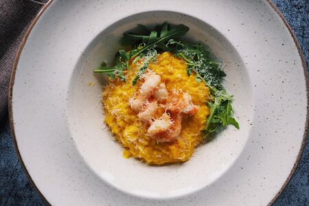 Ризотто с тыквой и креветками