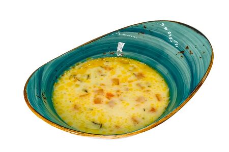 Сырный суп с ветчиной и рисом