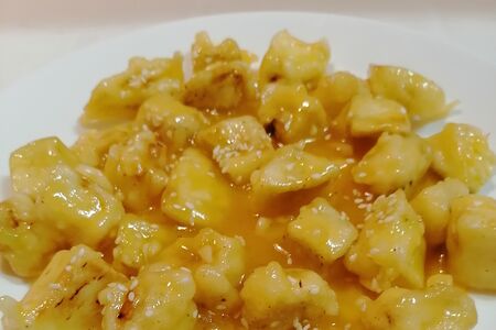 Баклажаны в кляре в апельсиновом соусе