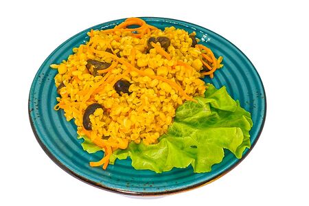 Плов из булгура с куриными сердечками