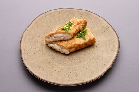 Блин с ветчиной, грибами и сыром