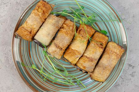 Рулетики из баклажан с ореховой начинкой