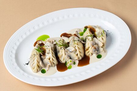 Вареники с языком и грибами