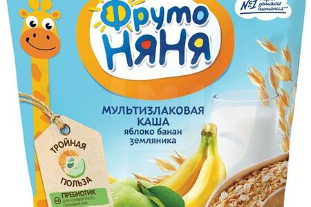Фрутоняня Каша Молоч сухая Злак/Яблоко/Банан/ Земляника