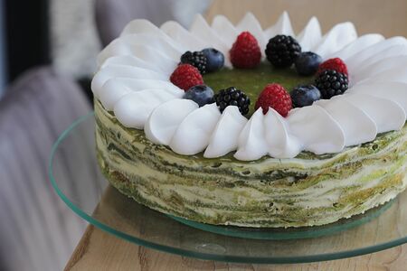 Японский торт Матча-персик