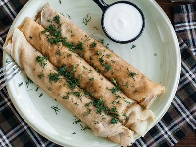 Блинчики с курицей и грибами