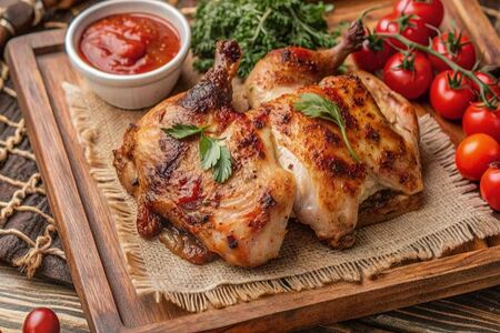 Цыпленок, запеченный на углях