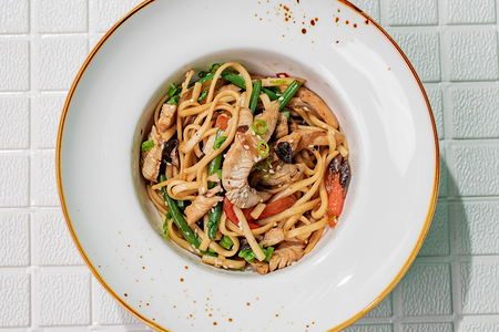 Вок с индейкой и шиитаке