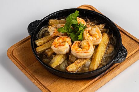 Креветки на плите 