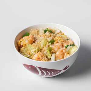 Жареный рис с креветками
