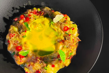 Севиче из лангустин с лемонграссом и пэшн фрутом