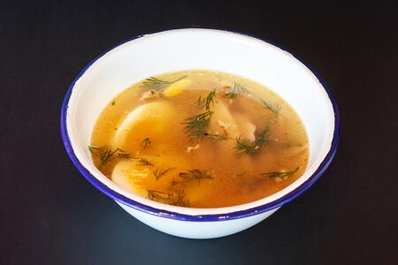 Суп куриный с яйцом и орзо