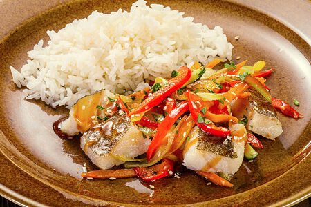 Бизнес-ланч Треска с овощами и рисом