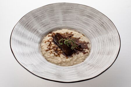 Ризотто с сыром бри и томленой говядиной