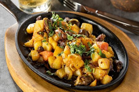 Потроха куриные жареные по-домашнему