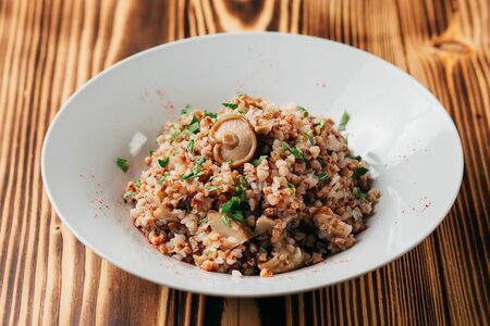 Греча с грибами