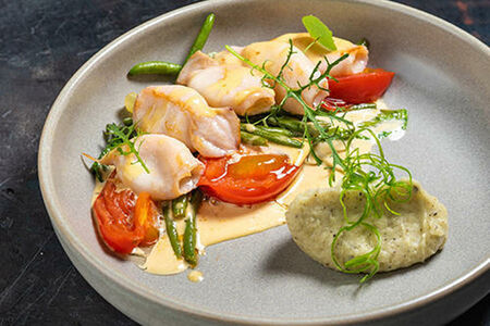 Кальмар с трюфельным пюре