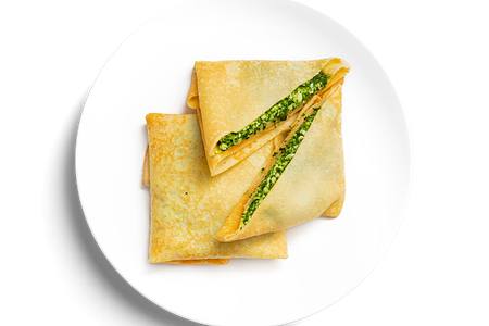 Блины с сыром и шпинатом