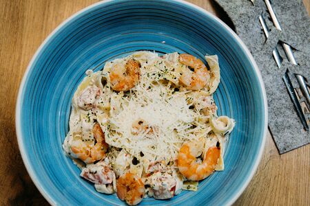 Паста Сливочная с креветками