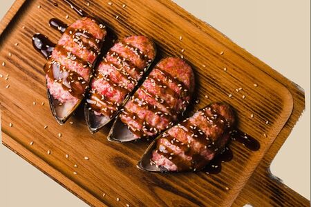 Мидии лава соус