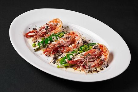 Тигровые креветки с эдамаме