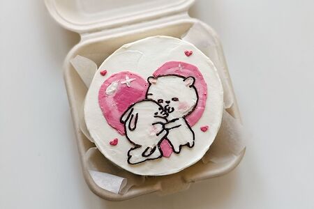 Бенто-торт с мишкой и зайкой на день влюбленных