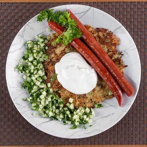 Хашбраун с колбасками