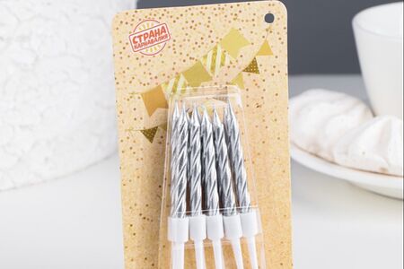 Набор свечей 10шт серебро