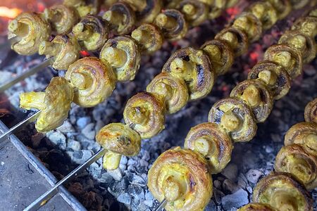 Грибы на мангале