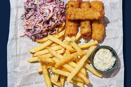 Фиш & Чипс с коул слоу и картофель фри