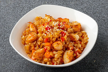 Рис с овощами и креветкой