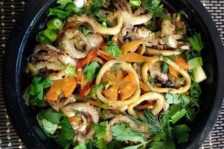 Wok лапша гречневая Соба с осьминожками и кальмаром