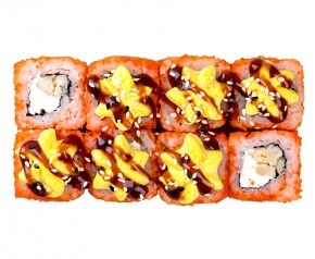 Запеченный ролл калифорния с окунем
