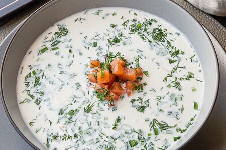 Окрошка с лососем