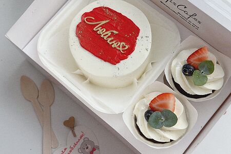 Набор бенто-торт и капкейки, люблю тебя топпер