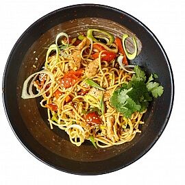 Яичная лапша с креветкой