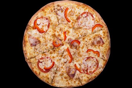 Пицца Сливочная с куриной грудкой, ветчиной и овощами