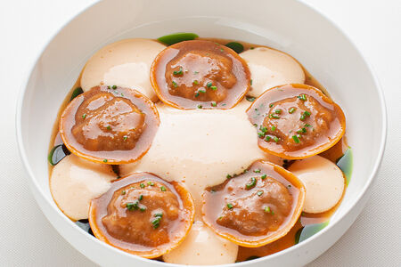 Равиоли с козленком, розмарином и сырным фондю