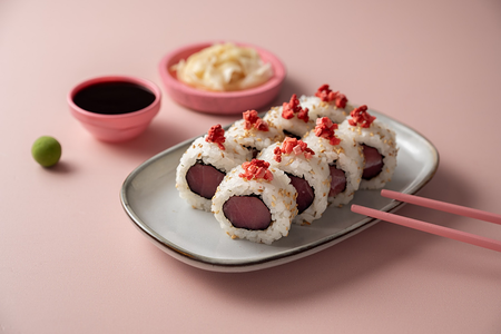 Ролл с тунцом и клубникой