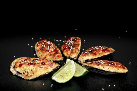 Запечённые мидии с лаймом