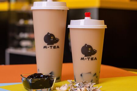 Черный латте с травяным желе