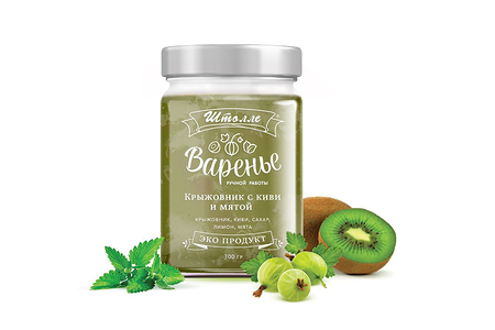 Варенье из крыжовника с киви и мятой