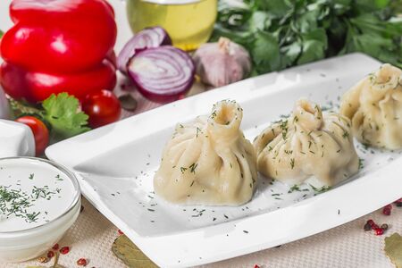 Хинкали с мраморной телятиной (вареные)