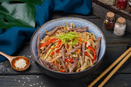 Удон с говядиной в соусе терияке