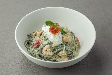 Паста с тигровыми креветками