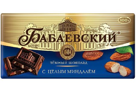 Бабаевский темный шоколад с цельным миндалем