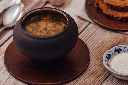 Похлебка на белых грибах с шампиньонами