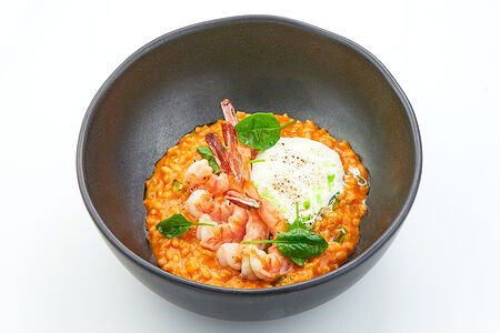 Ризотто с креветками и сыром страчателла