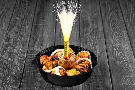 Шашлычный торт из курицы